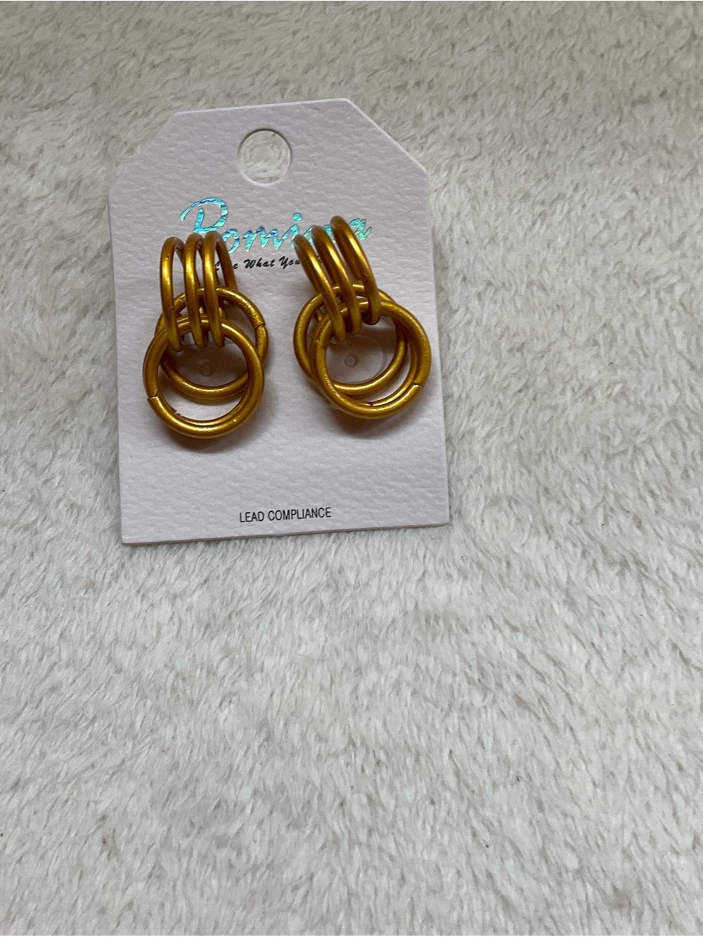 POMINAGold Triple-Ring Drop Earrings